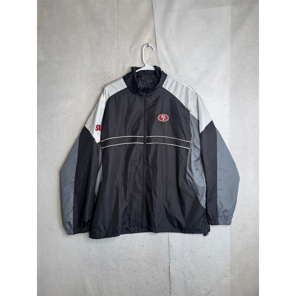 Dunbrooke San Francisco 49ers Windbreaker Jacket Mens XL Black Grey Full Zip SF